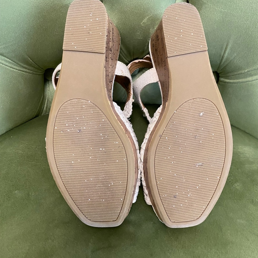 JELLYPOP Auden Comfort Fit Cork Wedge Sandals Beige Crochet Women’s Size 7.5 - Picture 8 of 9